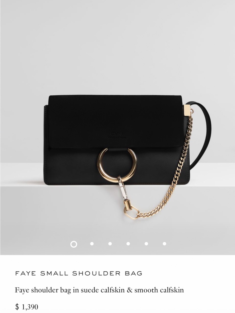 Faye Small Shoulder Bag in Suede Calfskin & Smooth Calfskin: Gold Hardware
